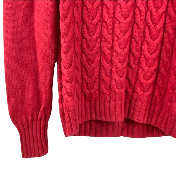 Banana Republic Wool Cashmere Blend Cable Knit Mixed Knit Cowl Neck Red Sweater - Picture 7 of 16